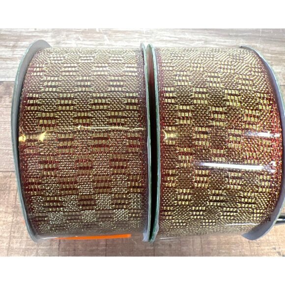 2 Tis The Season Metallic Ribbon 1.5"x4 Yards Each 55% Metallic 45% Nylon Wired - Picture 1 of 2